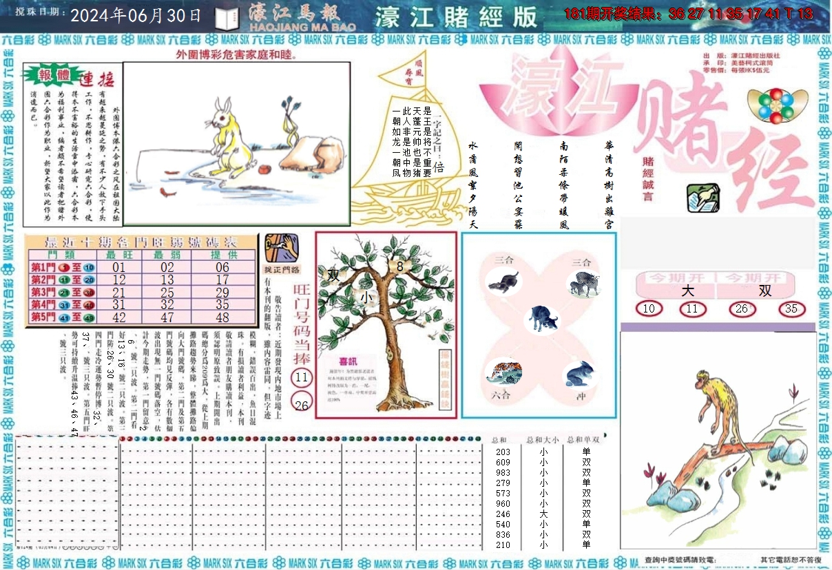 新澳彩182期:濠江赌经A