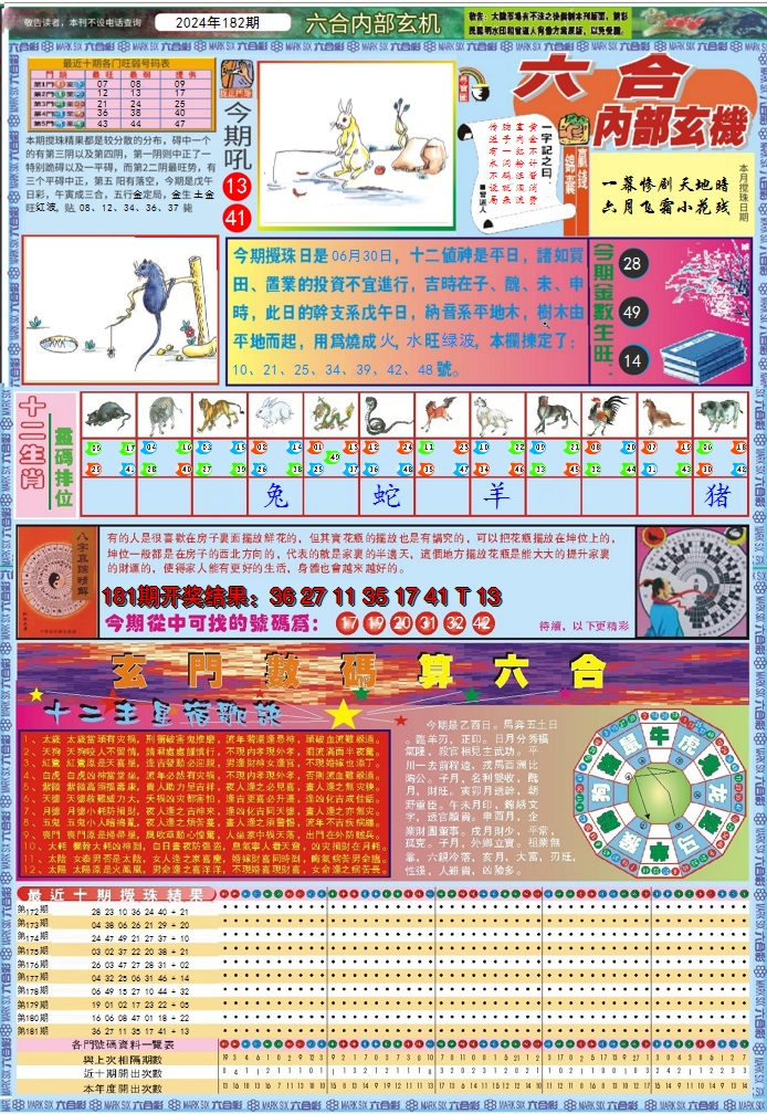 新澳彩182期:六合内部玄机A