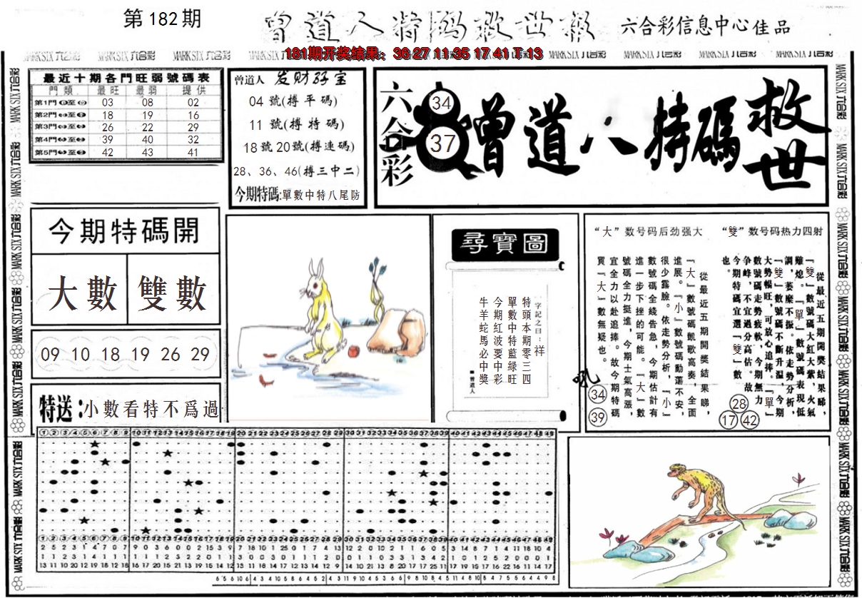 新澳彩182期:曾道人特码救世A