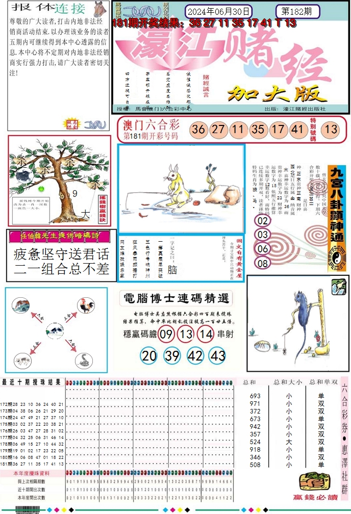 新澳彩182期:濠江赌经A加大版