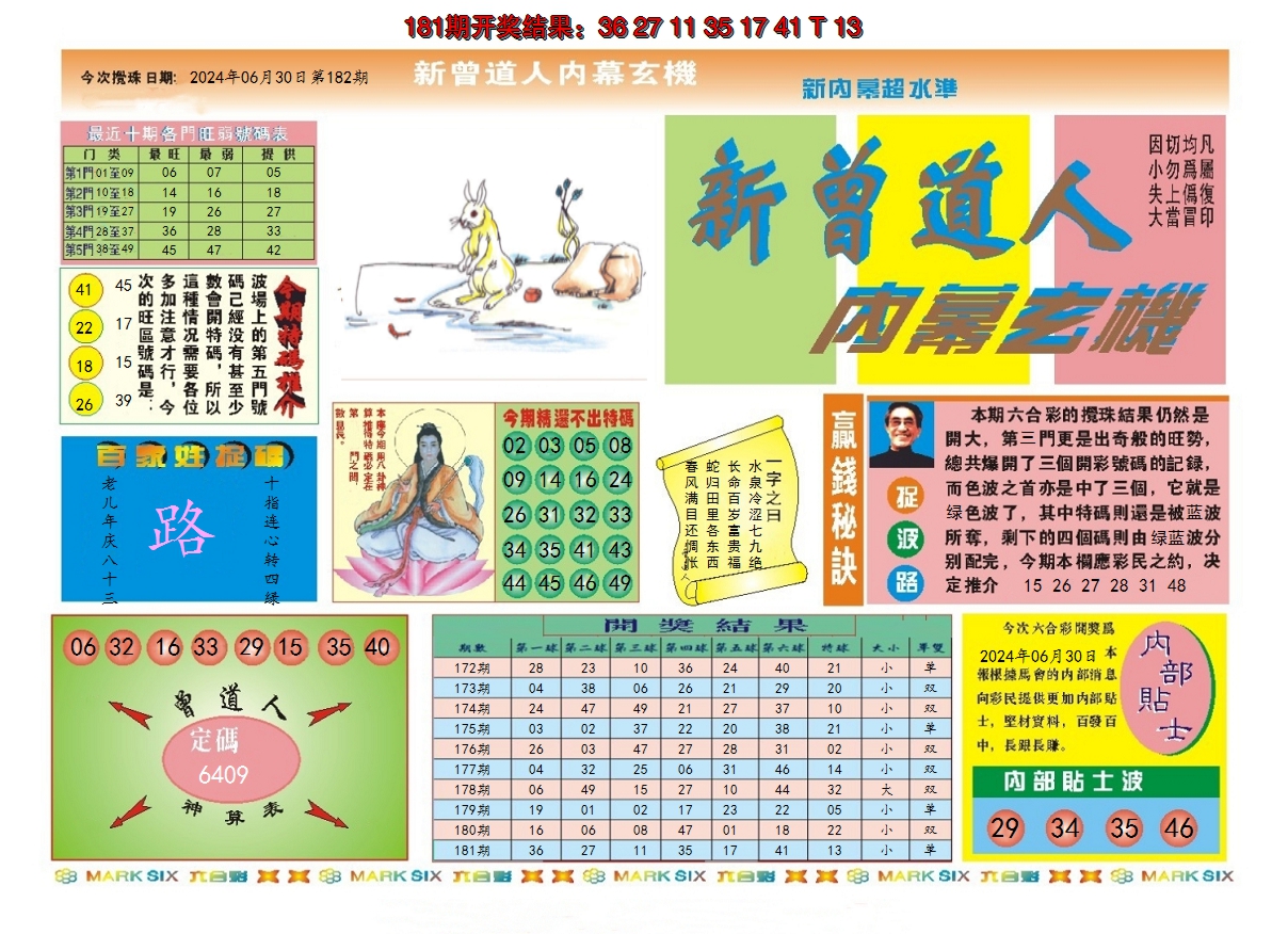 新澳彩182期:新曾道人内幕A