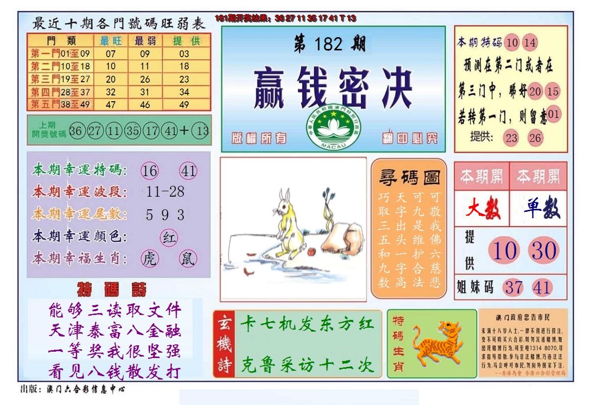 新澳彩182期:赢钱秘诀