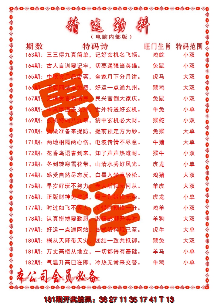 新澳彩182期:精选劲料