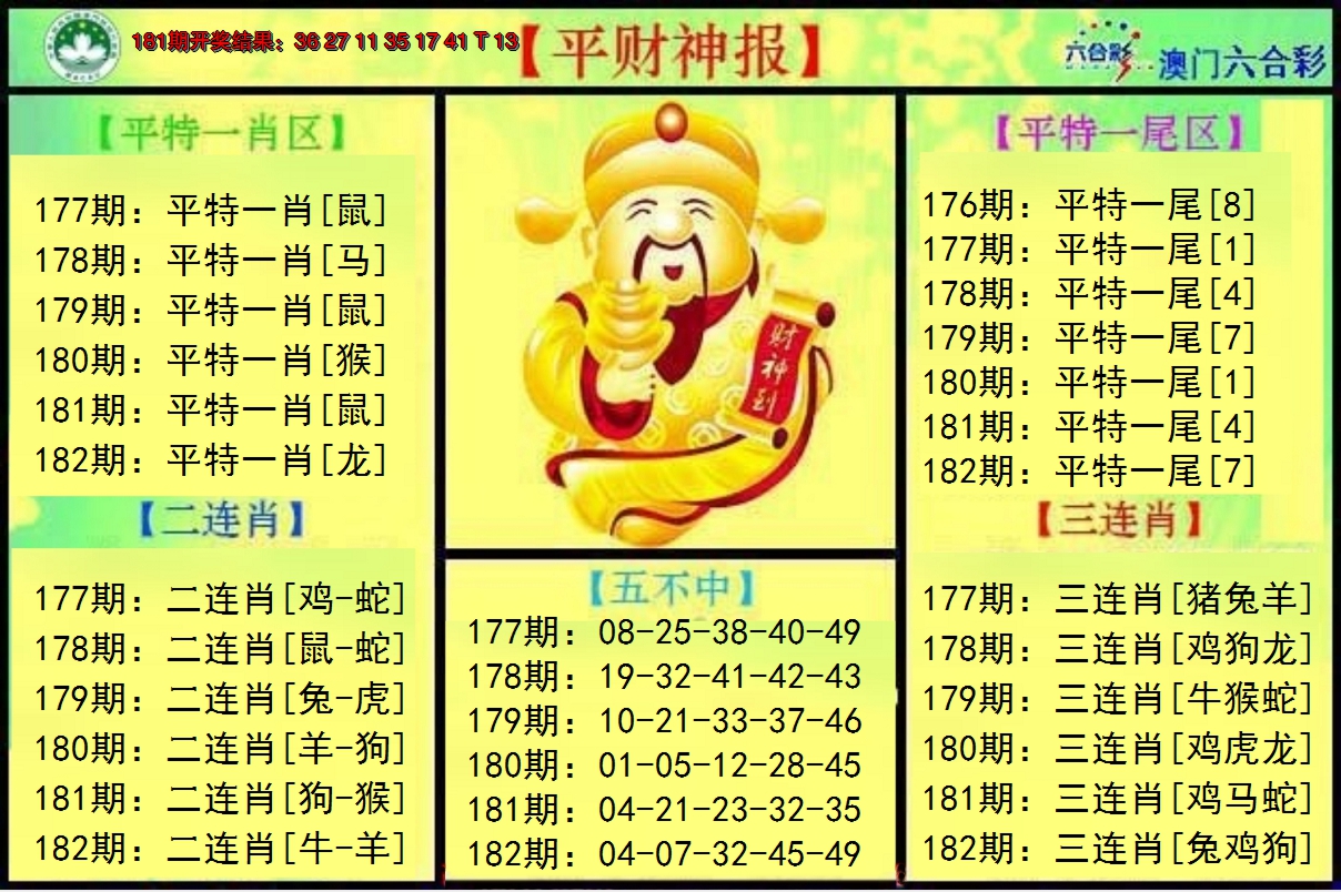 新澳彩182期:平财神