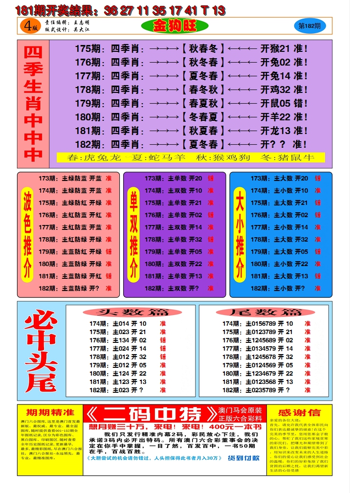 新澳彩182期:澳门金狗旺C