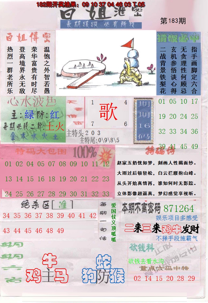 新澳彩183期:白姐泄密