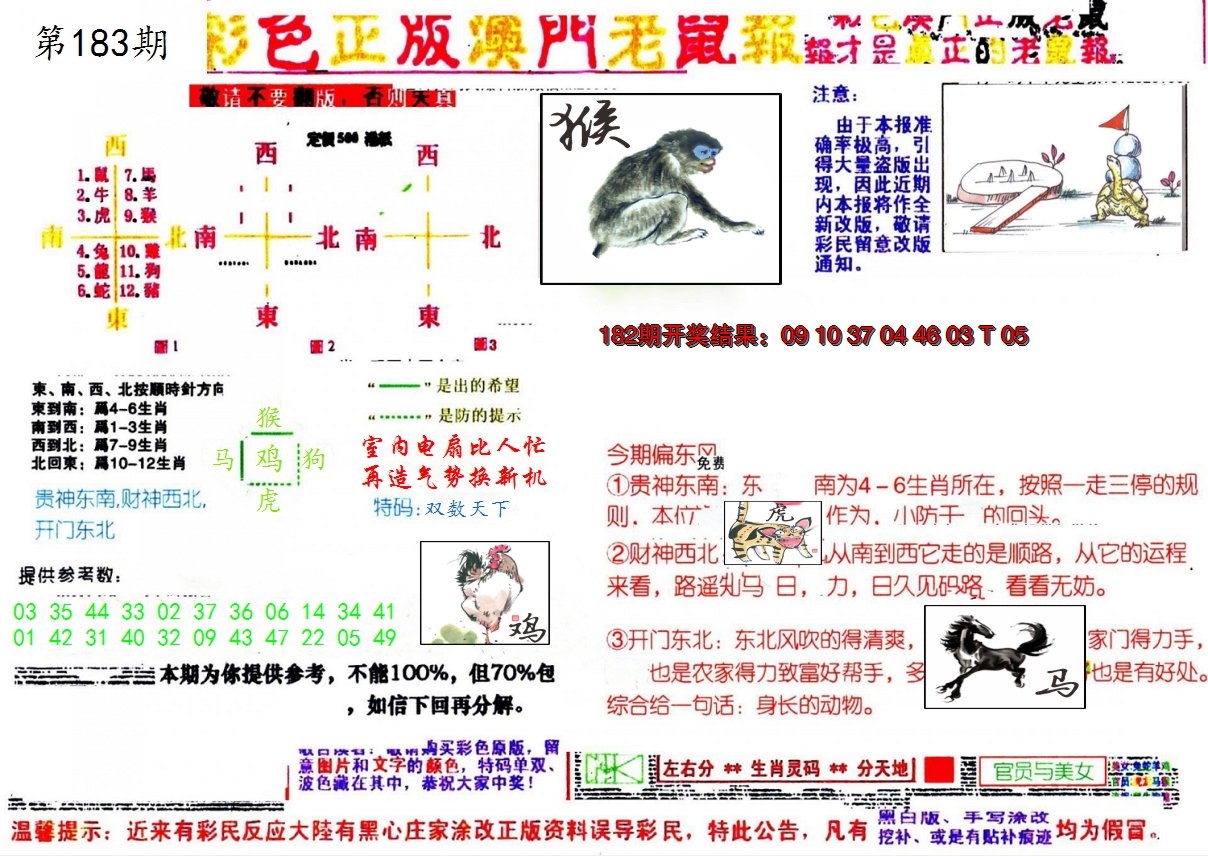 新澳彩183期:彩色正版澳门老鼠报