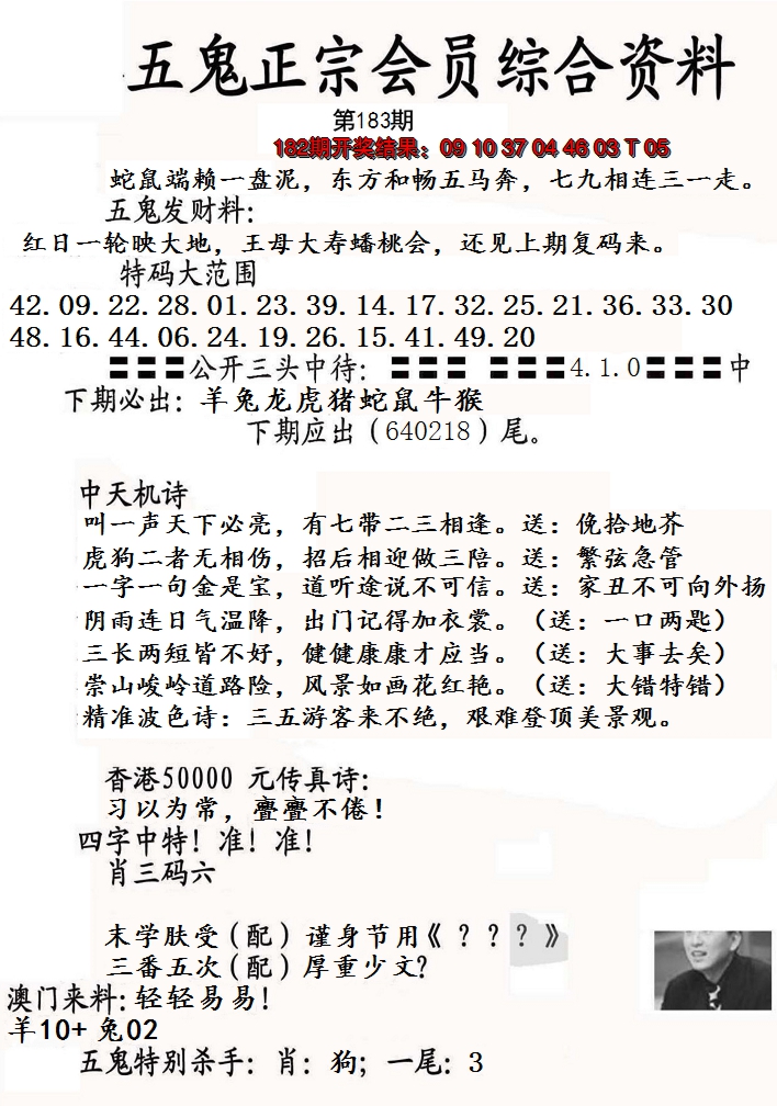 新澳彩183期:蛇报A