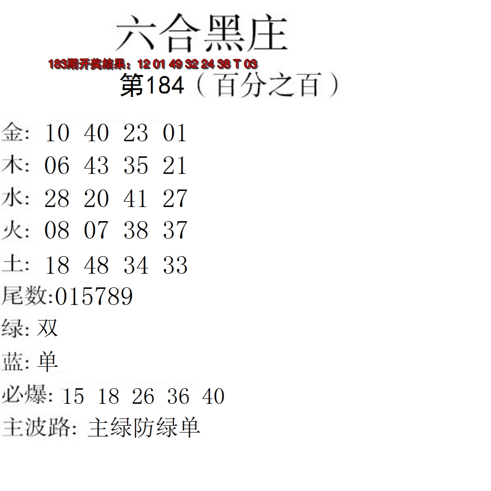 新澳彩184期:六合黑庄