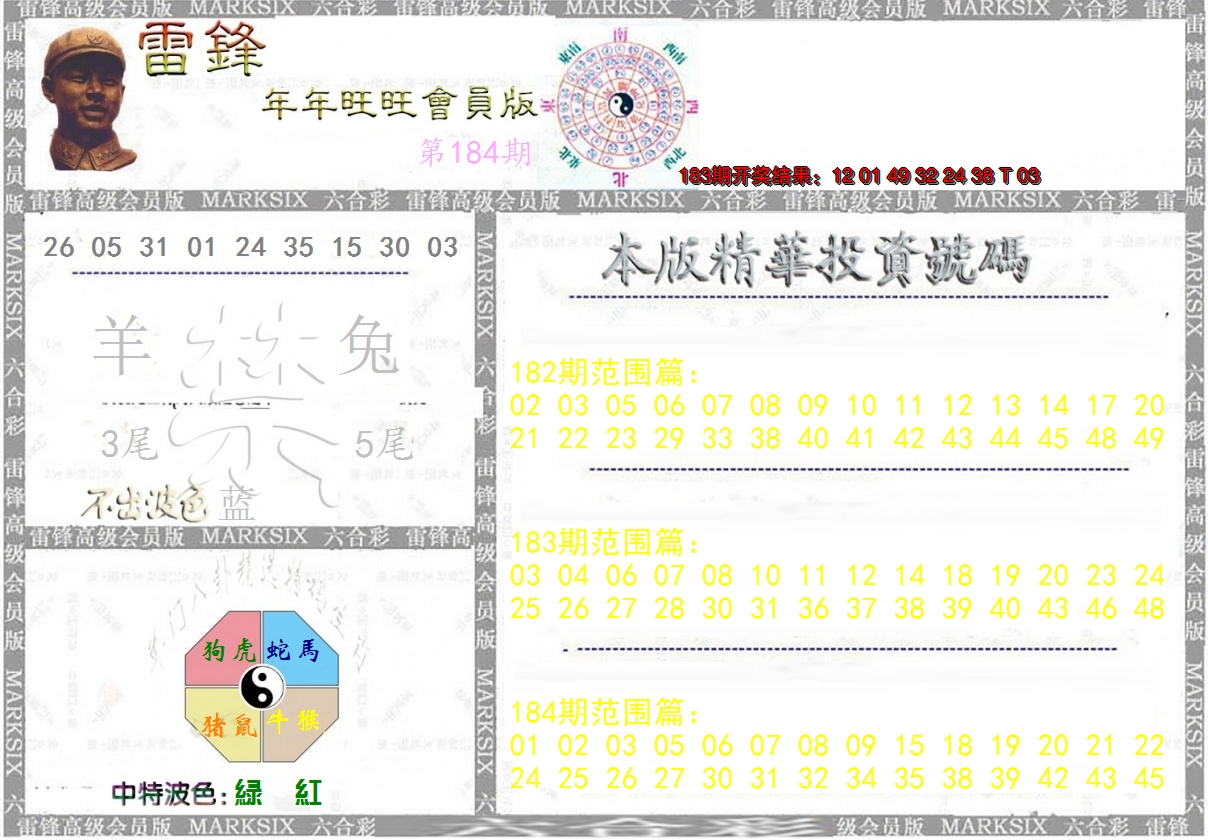 新澳彩184期:雷锋鼠年旺旺版