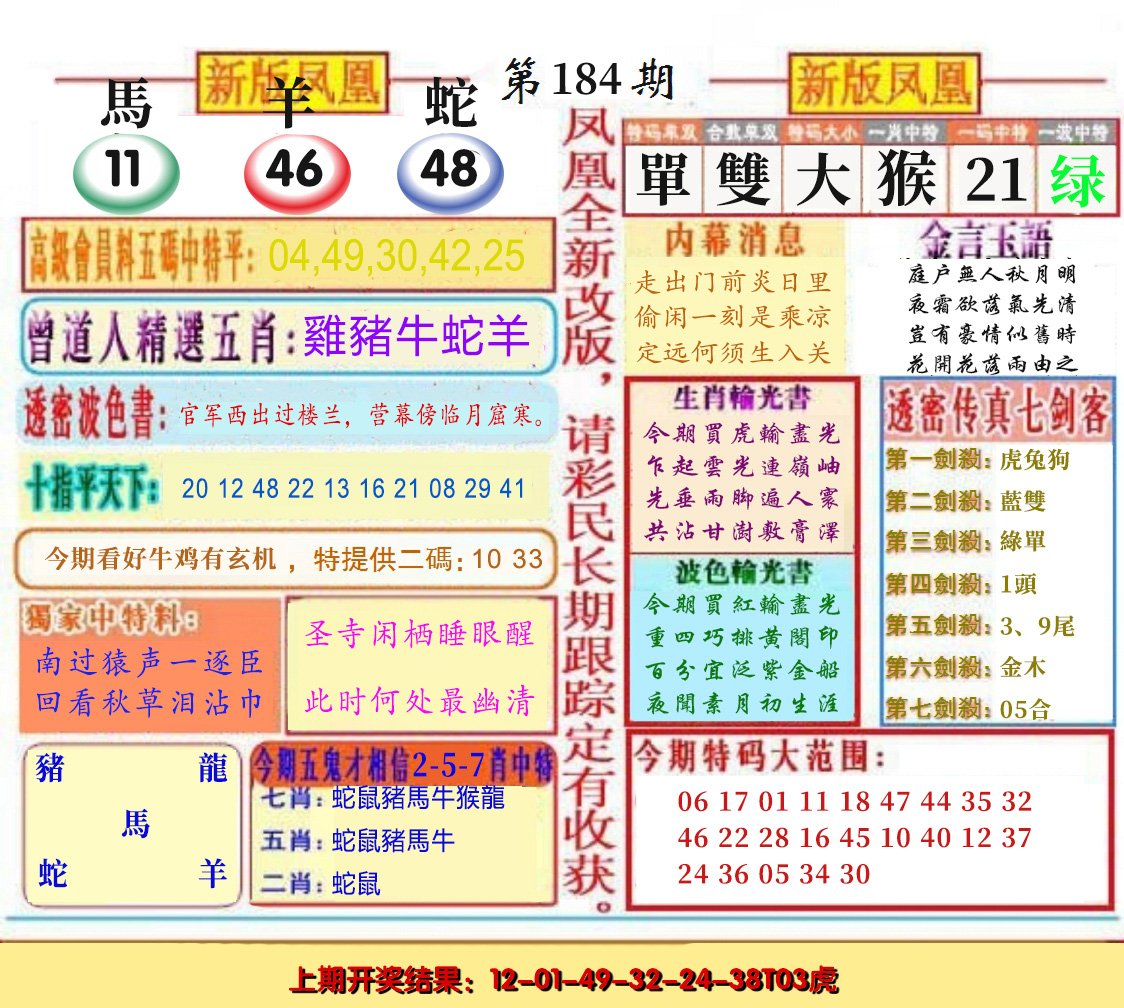 新澳彩184期:二代凤凰报