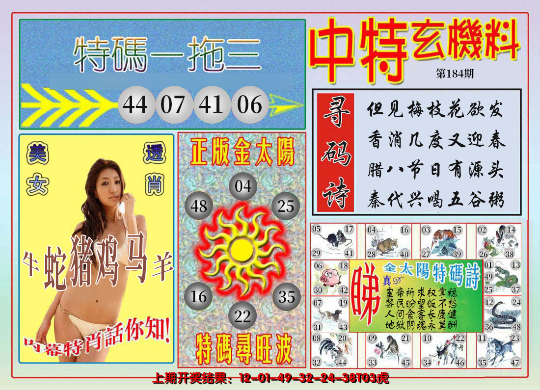 新澳彩184期:中特玄机料