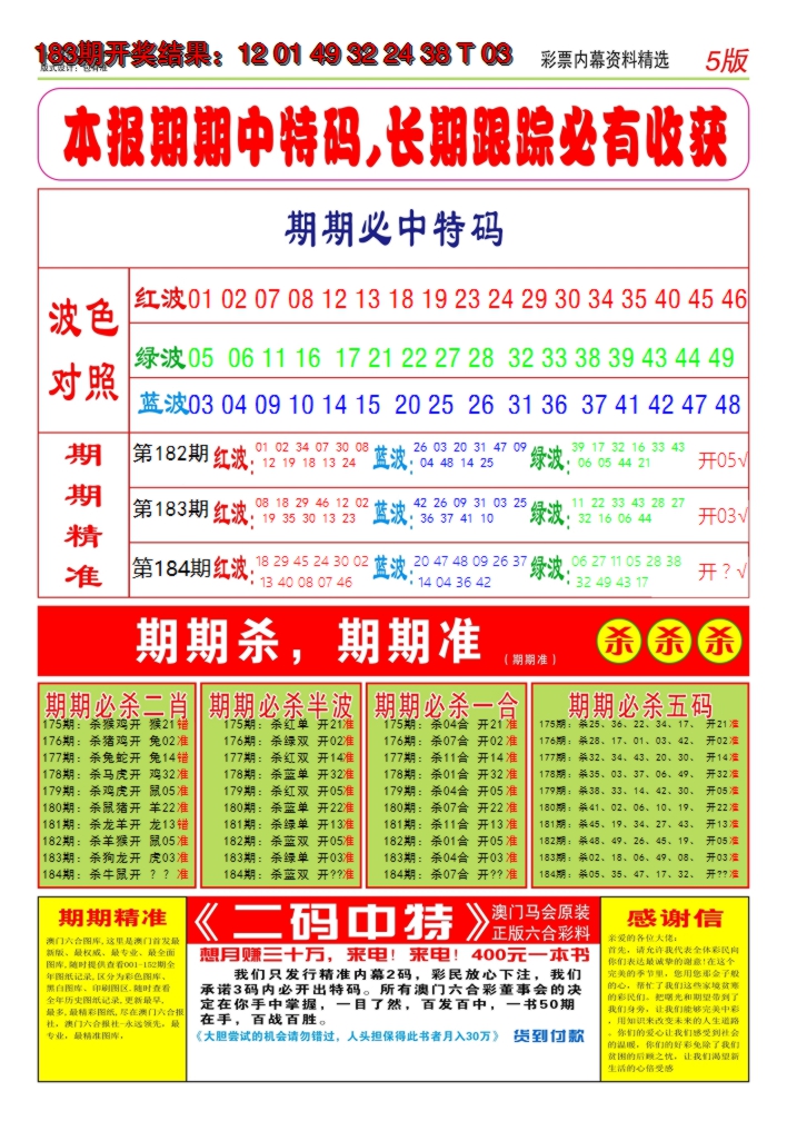 新澳彩184期:澳门特码王D