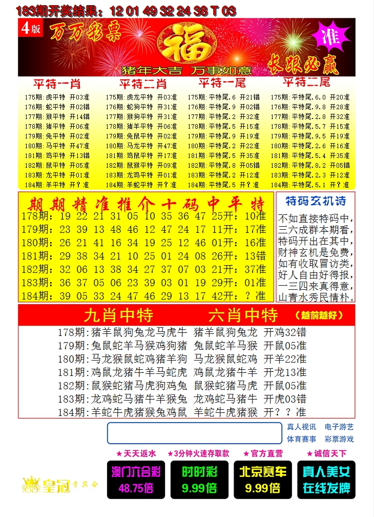 新澳彩184期:澳门开门红C