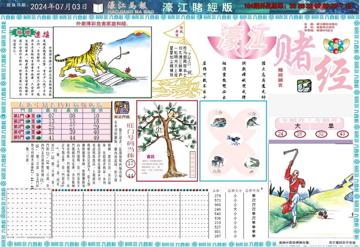 新澳彩185期:濠江赌经A