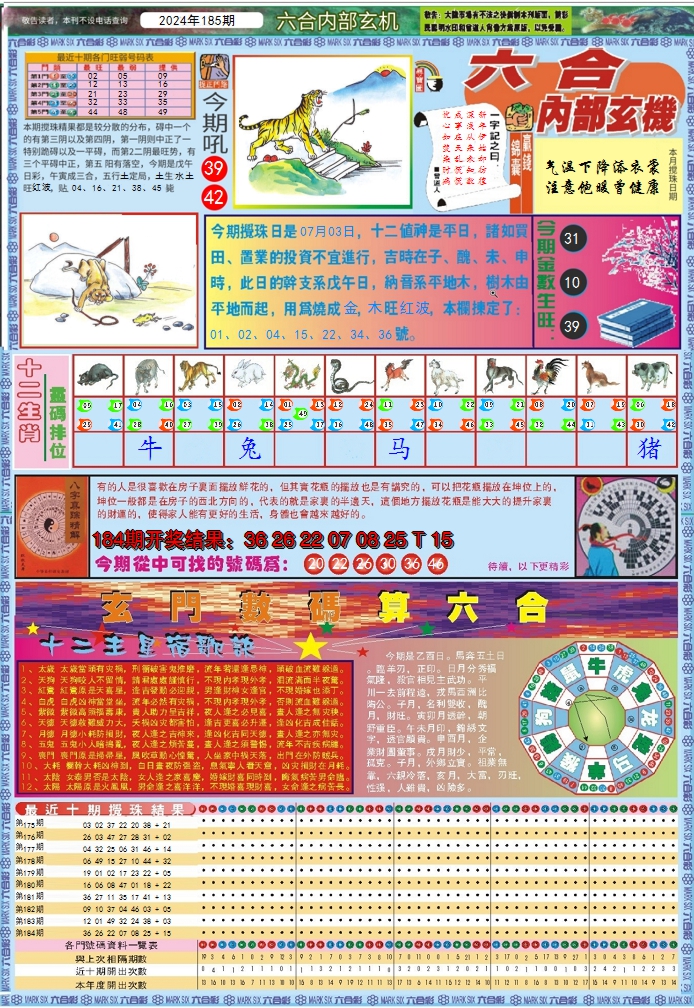 新澳彩185期:六合内部玄机A