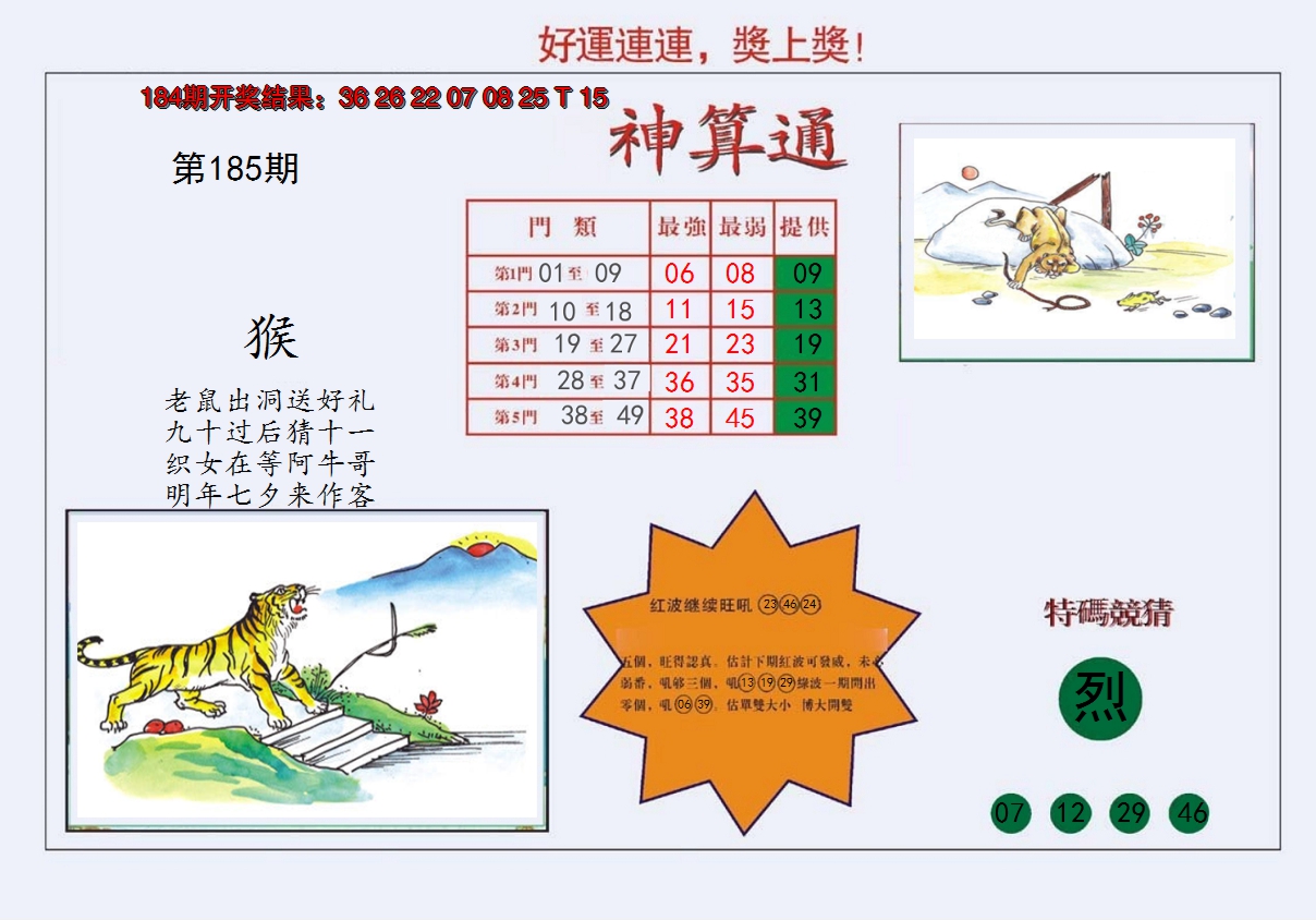 新澳彩185期:4-台湾神算