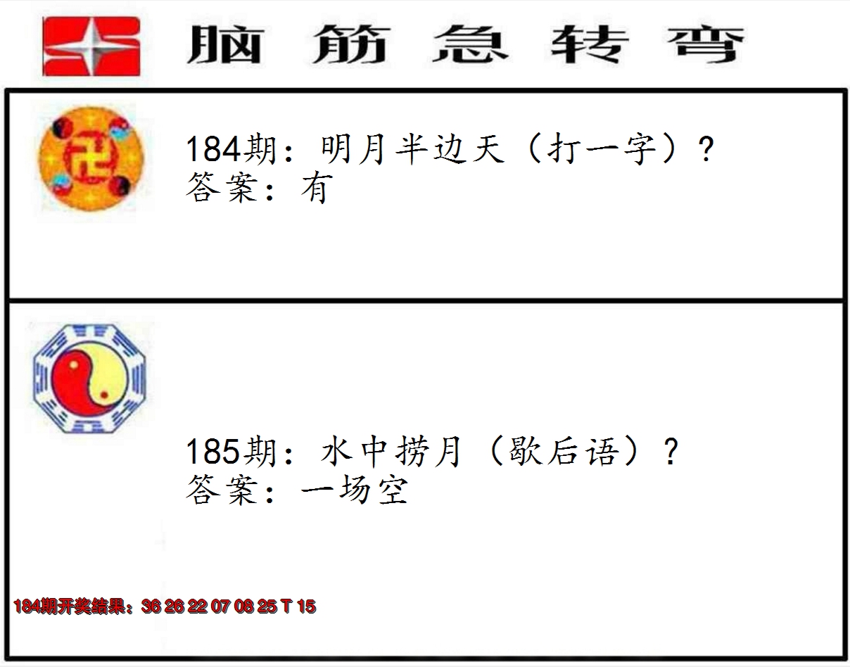 新澳彩185期:脑筋急转弯