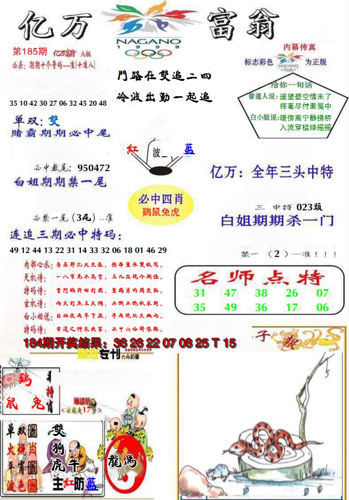 新澳彩185期:亿万富翁A