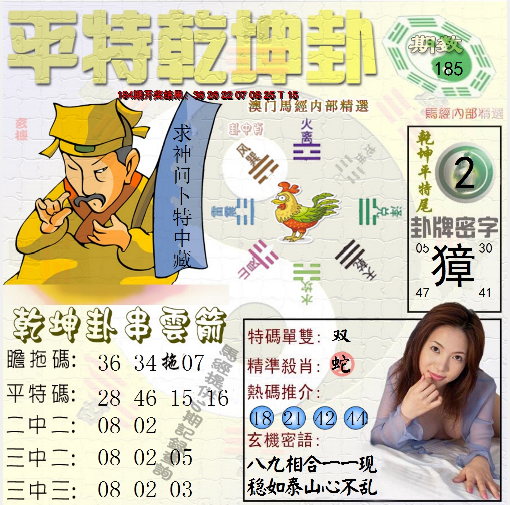 新澳彩185期:平特乾坤卦