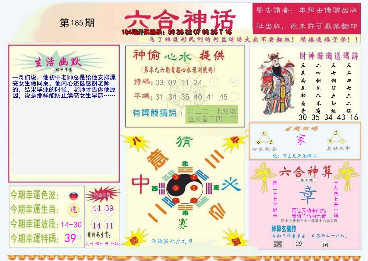 新澳彩185期:六合神话