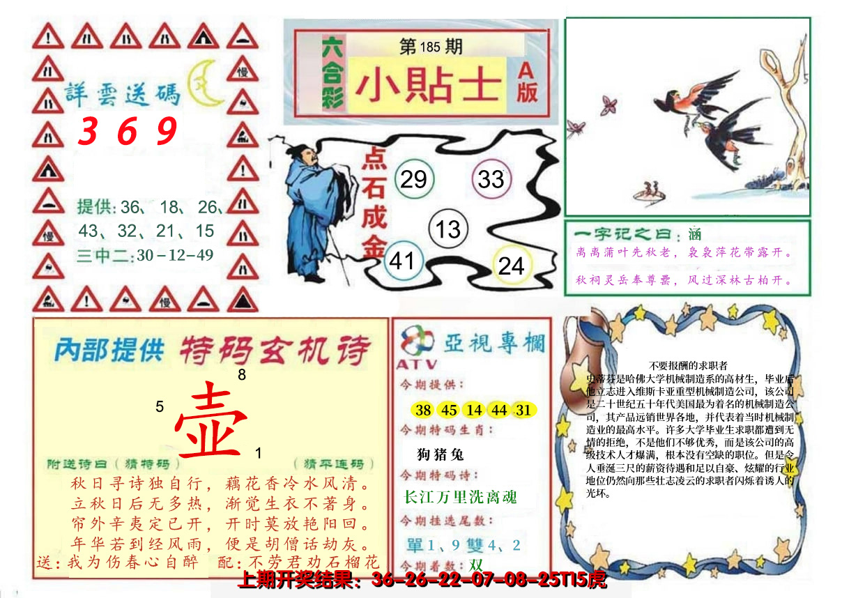 新澳彩185期:小贴士A