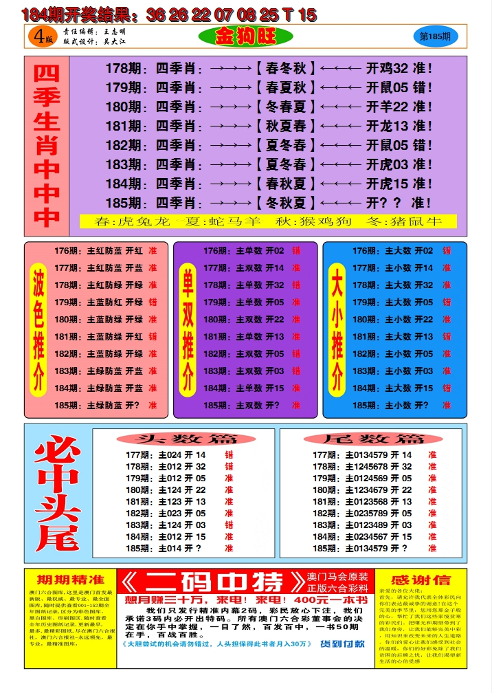 新澳彩185期:澳门金狗旺C