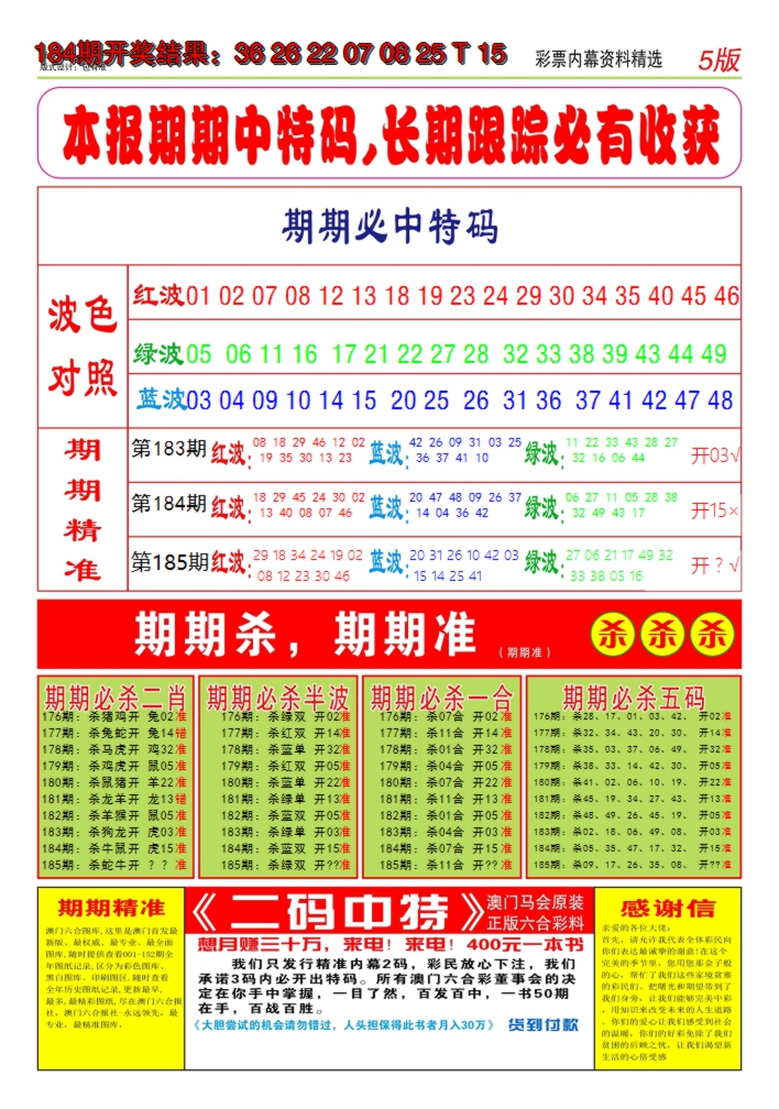 新澳彩185期:澳门特码王D