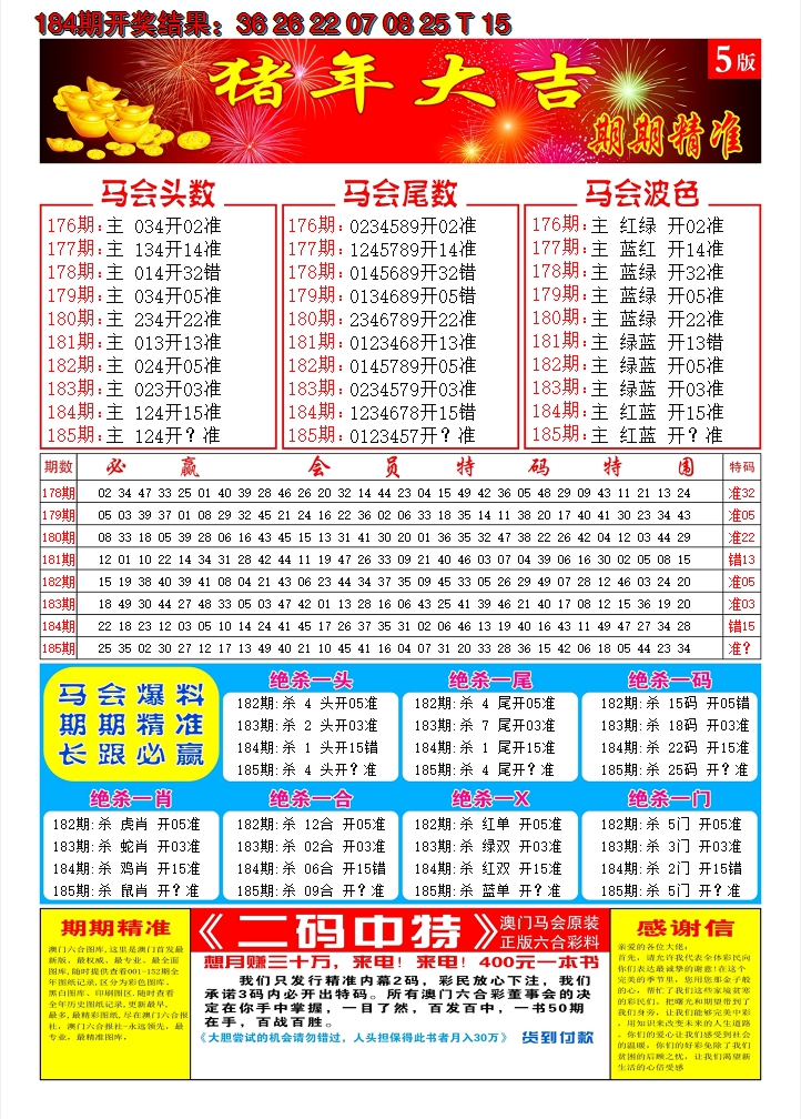 新澳彩185期:澳门开门红D