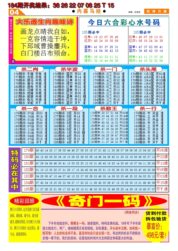 新澳彩185期:财神引路C