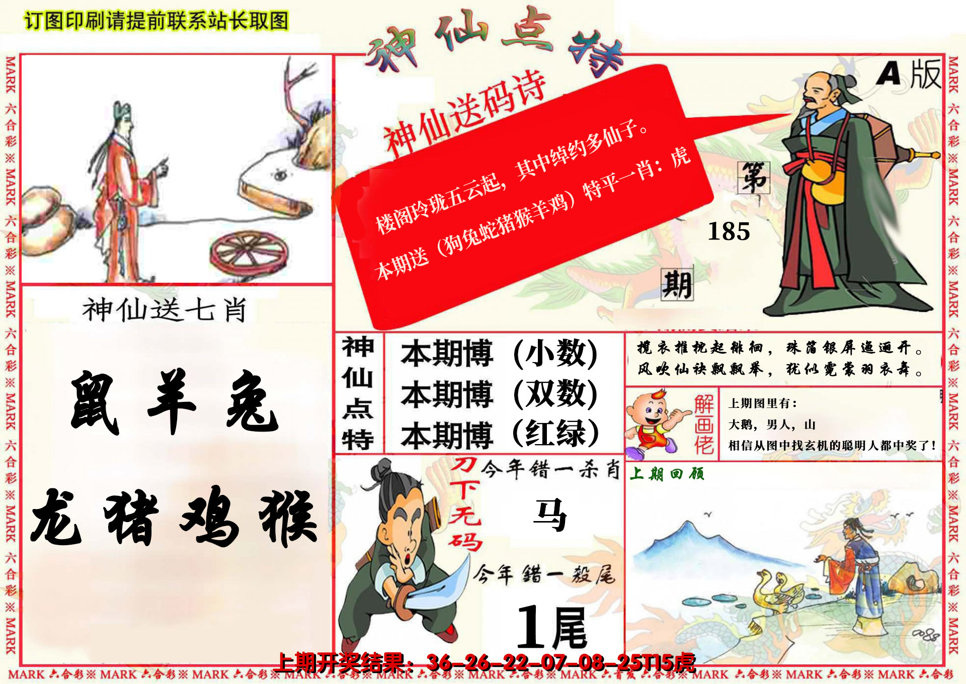 新澳彩185期:神仙点特A(精)