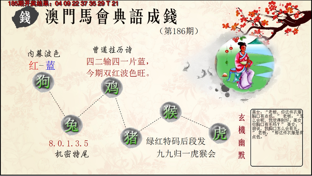 新澳彩186期:典语成钱