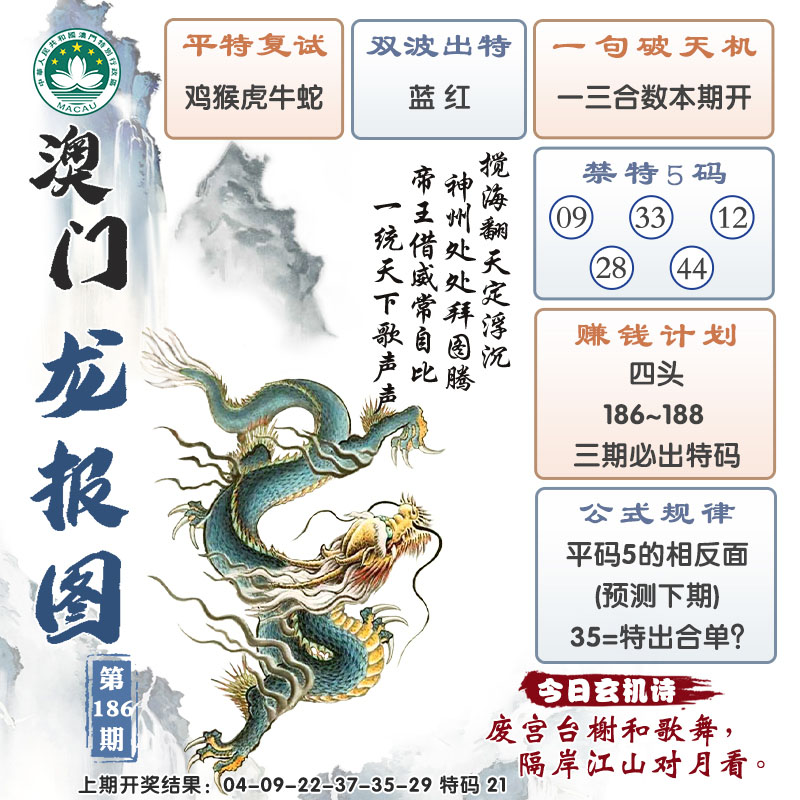 新澳彩186期:澳门龙报图