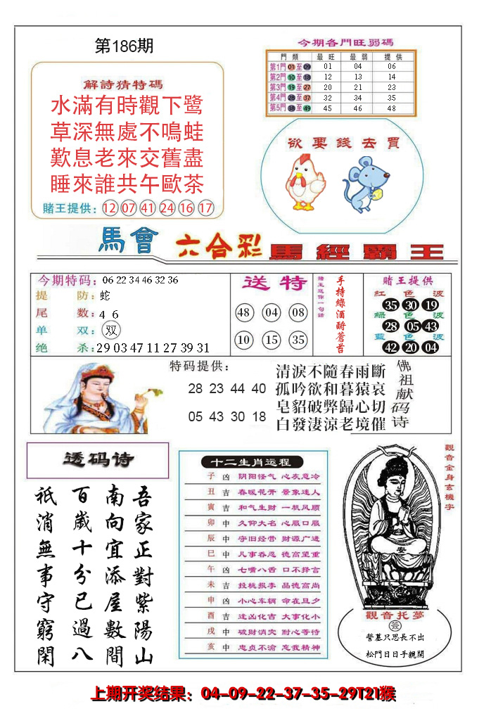 新澳彩186期:马经霸王