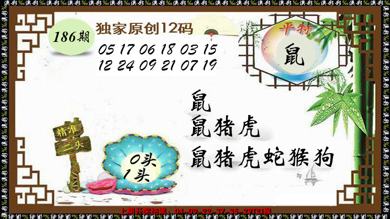 新澳彩186期:12码特图