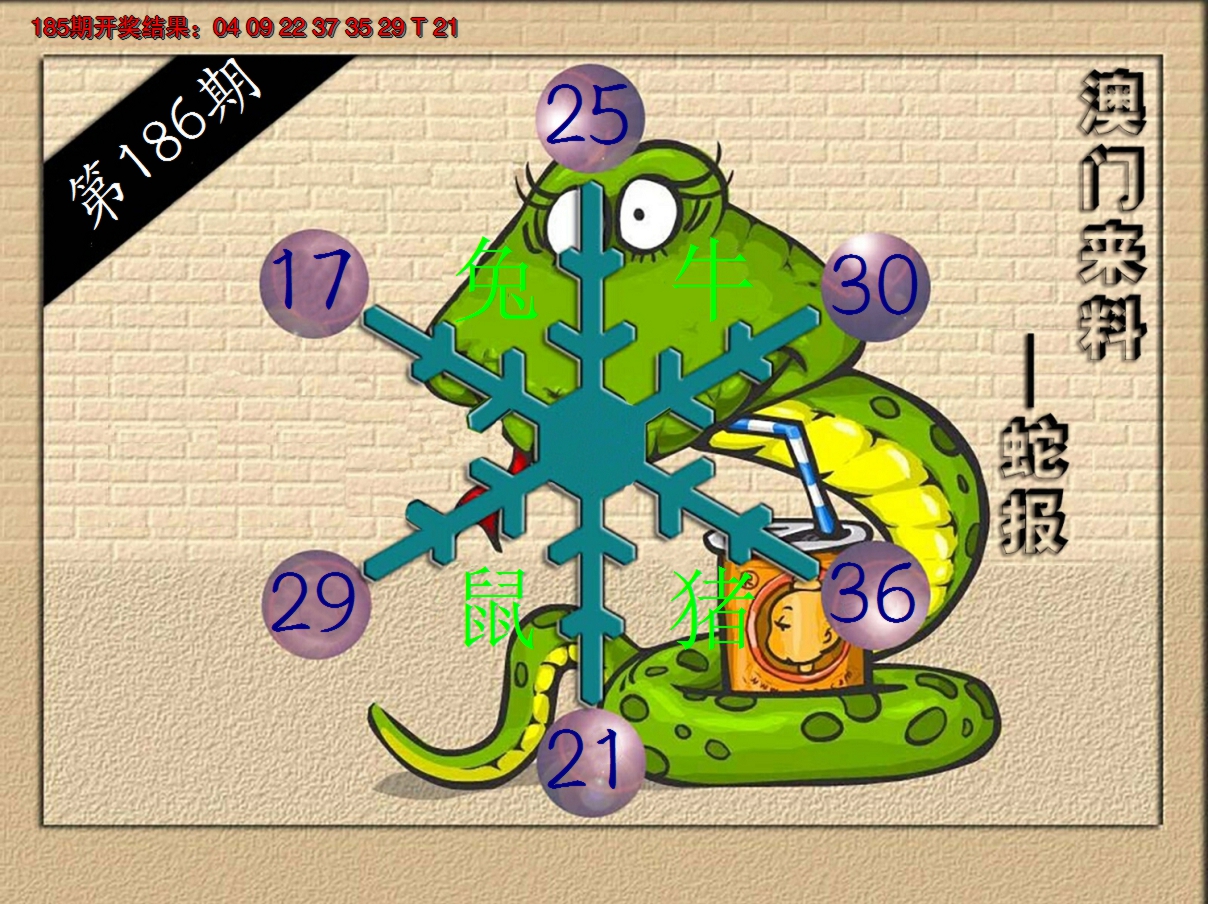 新澳彩186期:(来料)蛇报