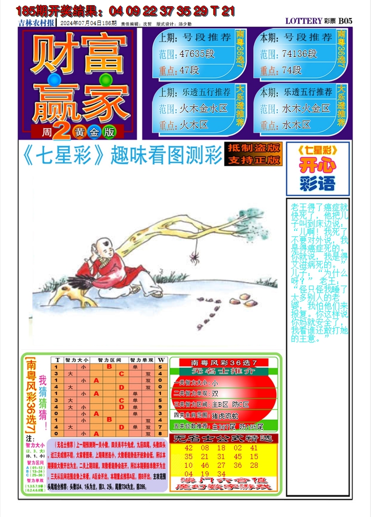 新澳彩186期:七星彩图A