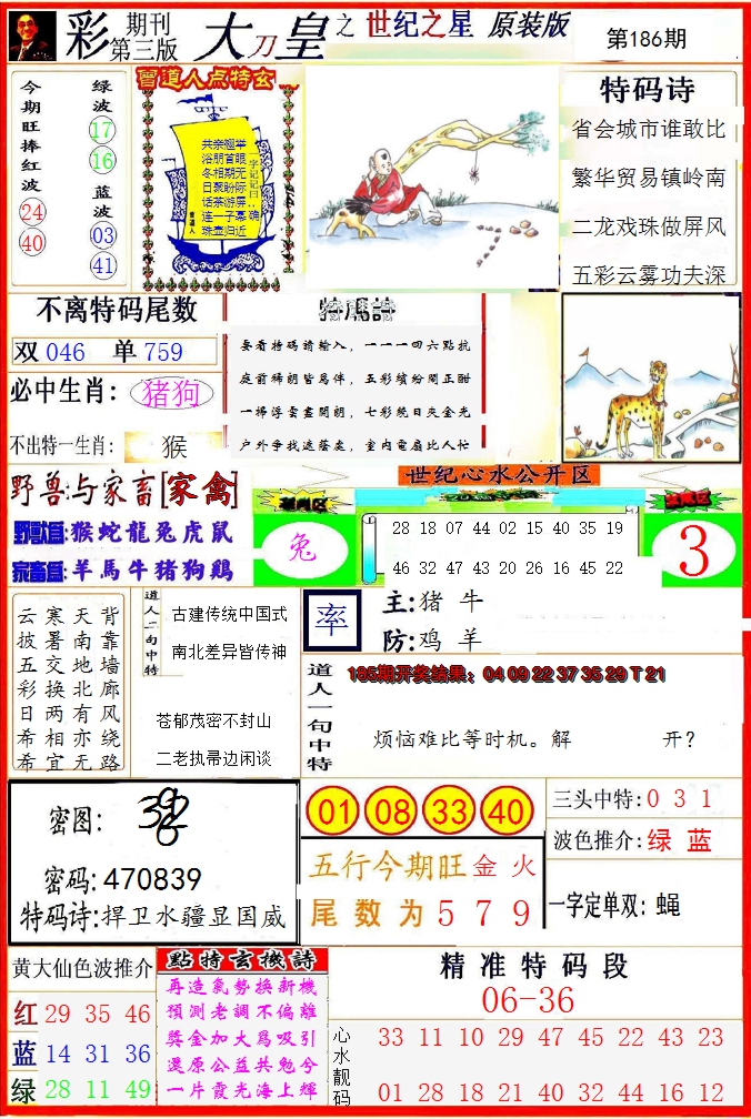 新澳彩186期:大刀皇之(世纪之星)