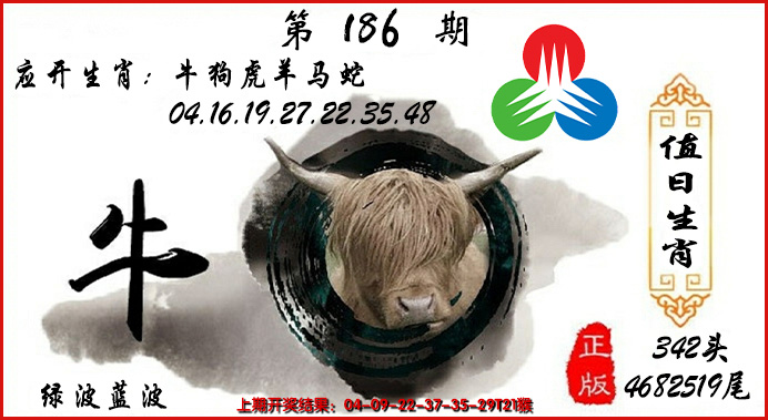 新澳彩186期:值日生肖