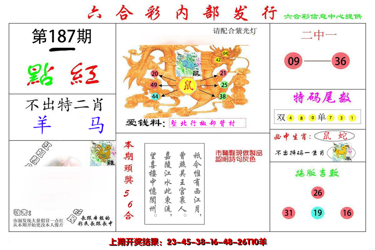 新澳彩187期:一点红