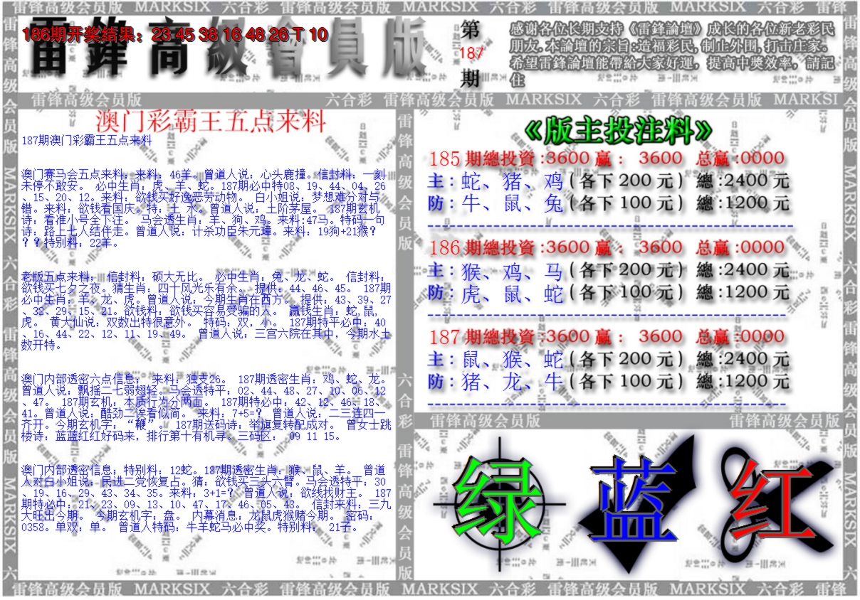 新澳彩187期:澳门高级会员版