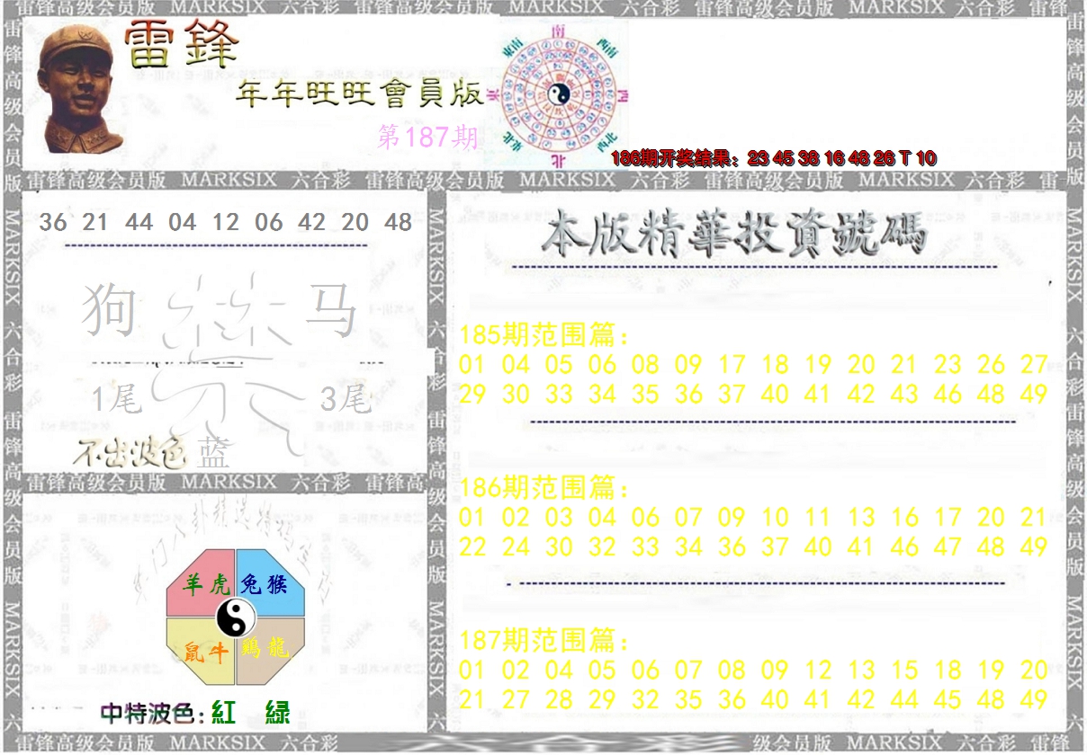 新澳彩187期:雷锋鼠年旺旺版