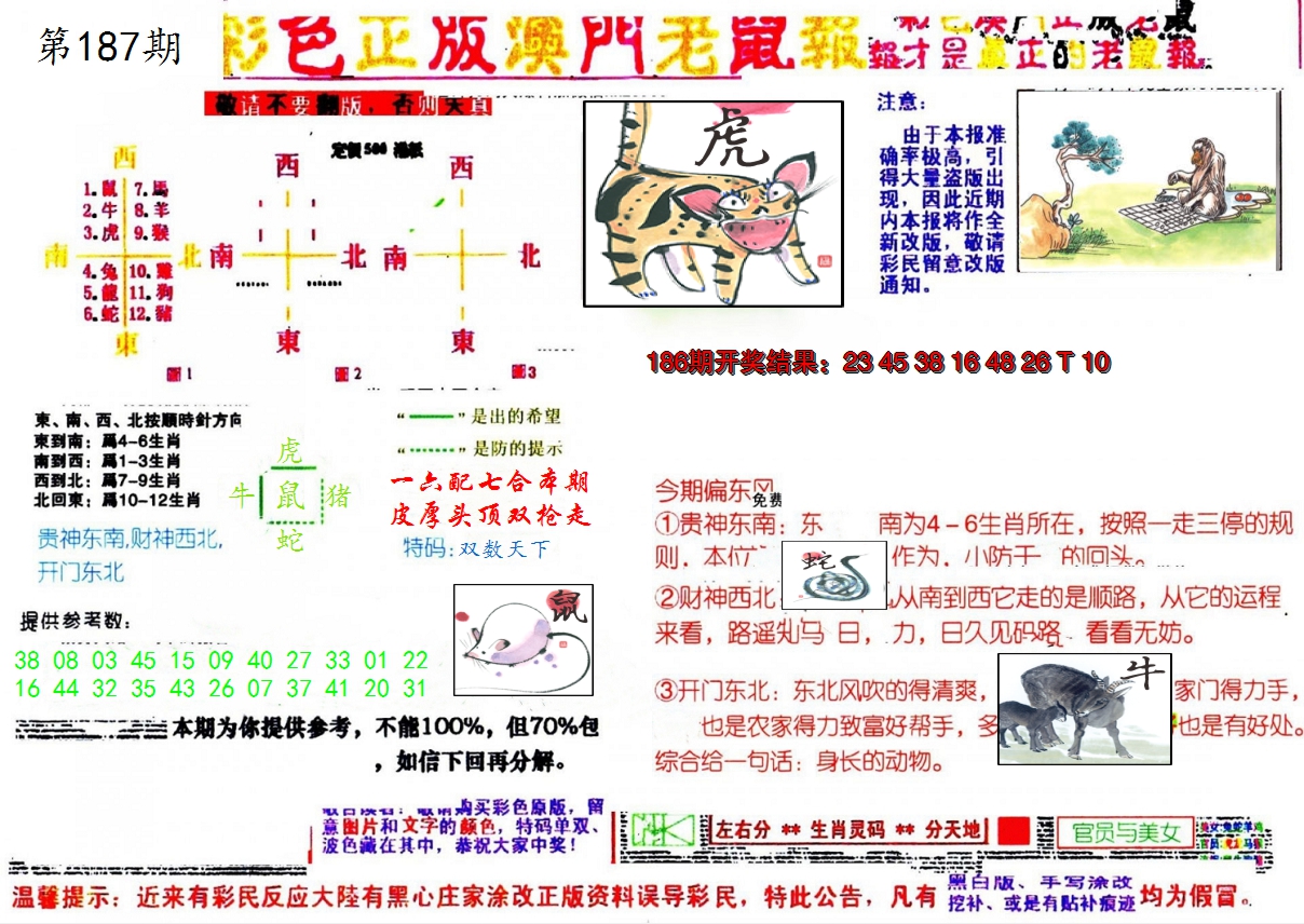 新澳彩187期:彩色正版澳门老鼠报