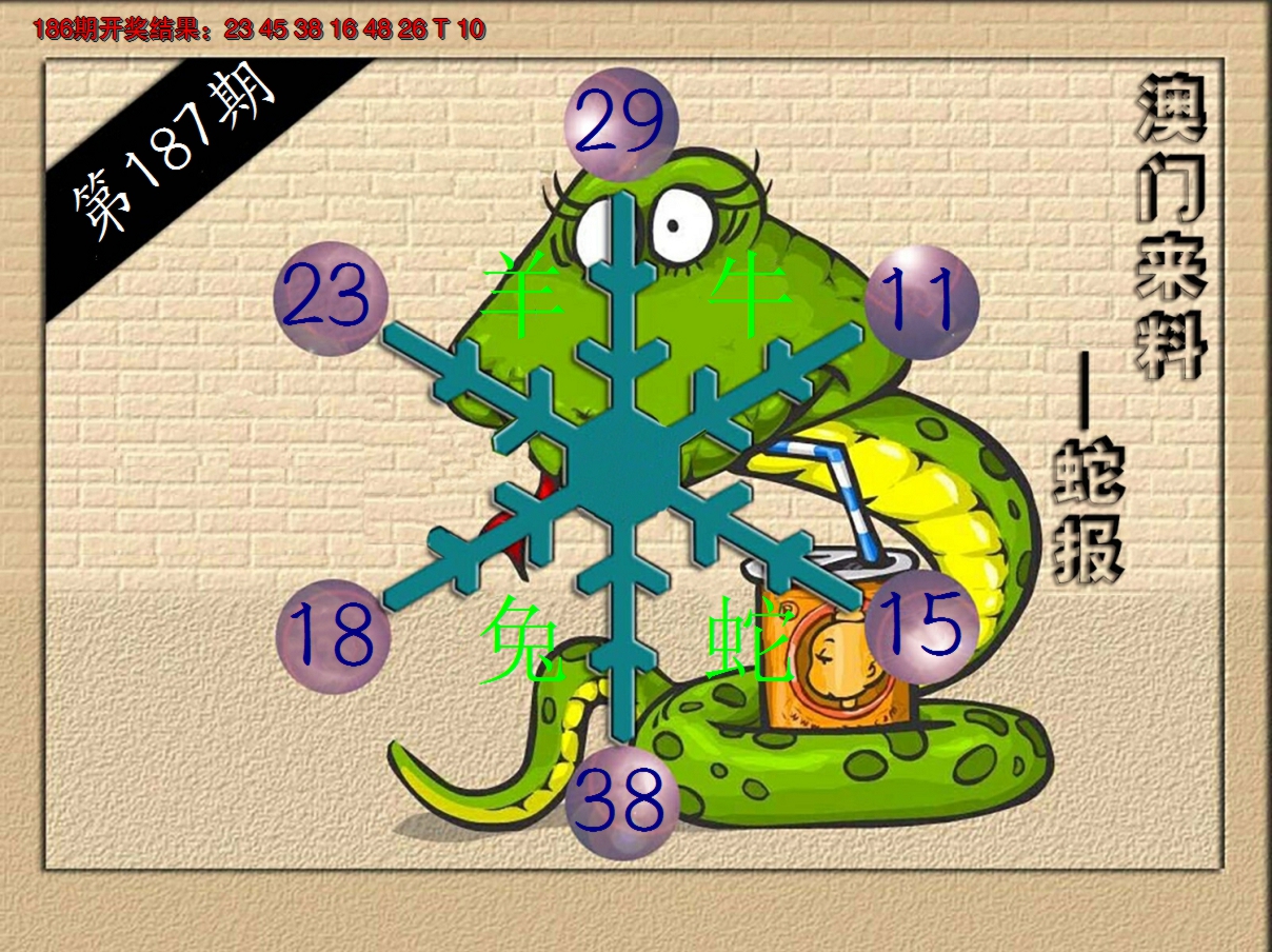 新澳彩187期:(来料)蛇报