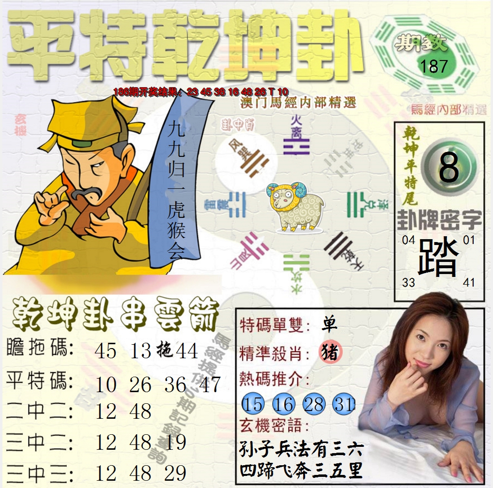 新澳彩187期:平特乾坤卦