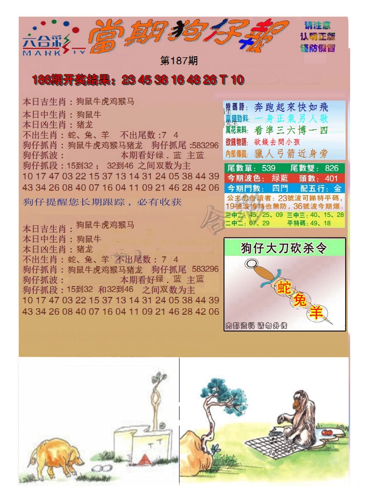 新澳彩187期:当期狗仔版