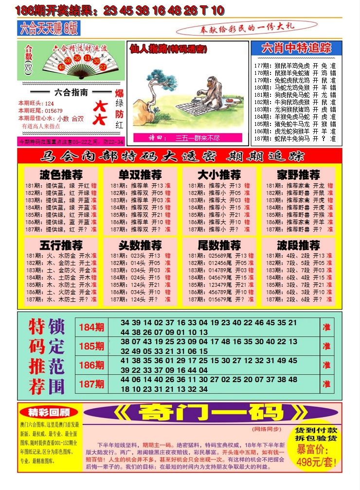 新澳彩187期:澳门天天赚B