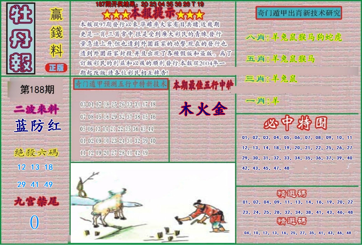 新澳彩188期:牡丹报