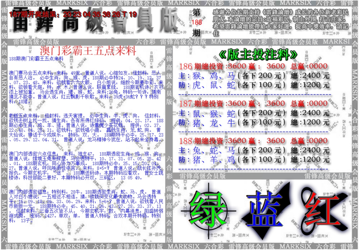 新澳彩188期:澳门高级会员版