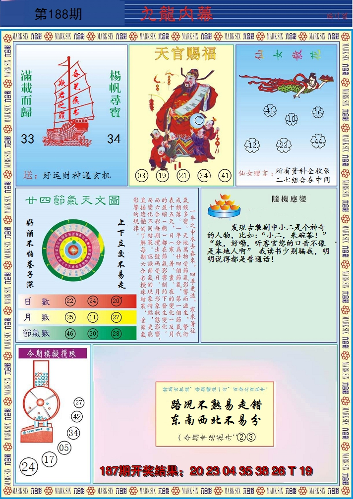 新澳彩188期:九龙内幕B